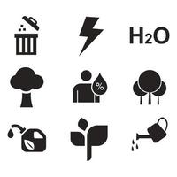 Environmental Issues icon set. Collection of Environment and Climate related vector glyph icons