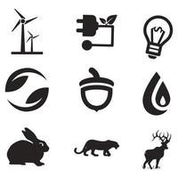 Environmental Issues icon set. Collection of Environment and Climate related vector glyph icons