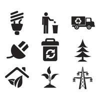 Environmental Issues icon set. Collection of Environment and Climate related vector glyph icons