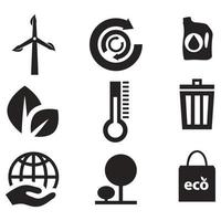 Environmental Issues icon set. Collection of Environment and Climate related vector glyph icons