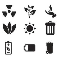 Environmental Issues icon set. Collection of Environment and Climate related vector glyph icons