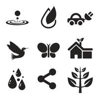 Environmental Issues icon set. Collection of Environment and Climate related vector glyph icons