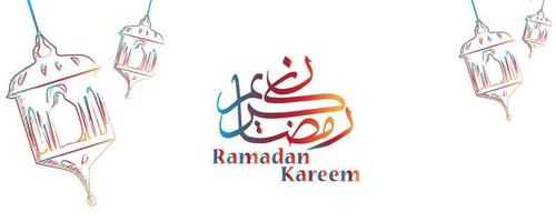 Ramadán kareem islámico bandera diseño con caligrafía vector