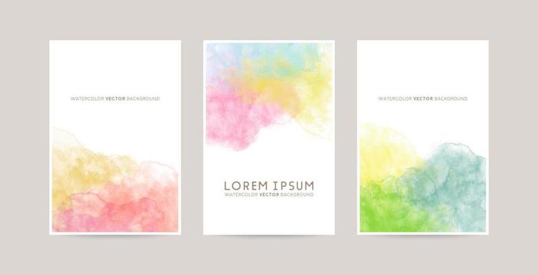 colorful vector card design with watercolor abstract brush decoration