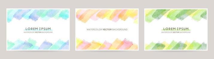 vector card design with mixed lines watercolor abstract brush decoration set