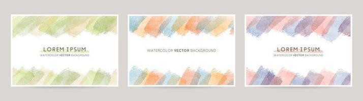 vector card design with mixed lines watercolor abstract brush decoration set