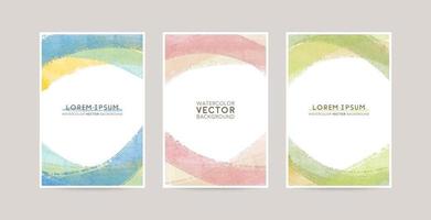 vector card design with mixed lines watercolor abstract brush decoration set