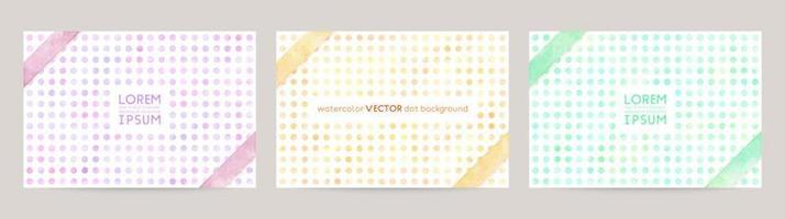 conjunto de vistoso vector acuarela antecedentes con blanco espacio para texto. conjunto de tarjetas para boda, saludos, cumpleaños. antecedentes para web pancartas diseño. púrpura, naranja, verde