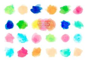 watercolor colorful vector brush strokes set