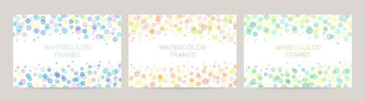 Set of colorful vector watercolor backgrounds with white space for text. Set of cards for wedding, greetings, birthday. backgrounds for web banners design.