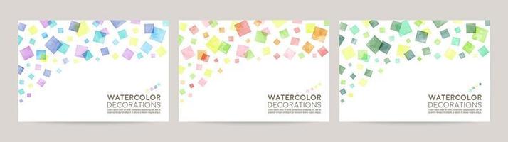 watercolor vector colorful background card. blue pink green