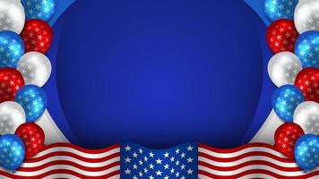 Independence day abstract background with elements waving American flag, balloon vector