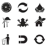 Environmental Issues icon set. Collection of Environment and Climate related vector glyph icons