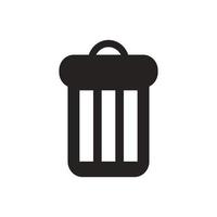 trash can icon flat design  icon solid, glyph, black. vector