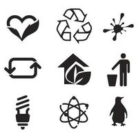 Environmental Issues icon set. Collection of Environment and Climate related vector glyph icons