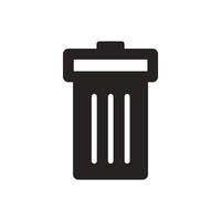 trash can icon flat design  icon solid, glyph, black. vector