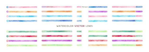 watercolor colorful vector line frame set