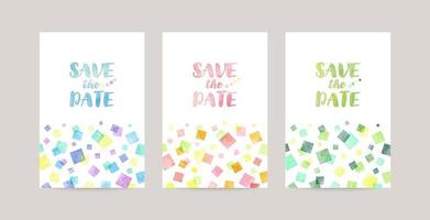 Set of colorful vector watercolor backgrounds with white space for text. Set of cards for wedding, greetings, birthday. backgrounds for web banners design.