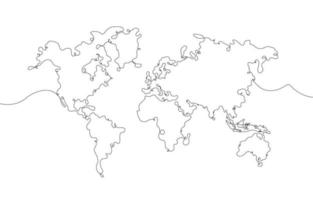 One  Line Art World Map Background vector