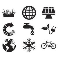 Environmental Issues icon set. Collection of Environment and Climate related vector glyph icons