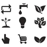 Environmental Issues icon set. Collection of Environment and Climate related vector glyph icons