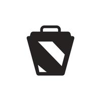 basura lata icono plano diseño icono sólido, glifo, negro. vector