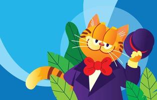 Cubby Cat With Tuxedo Background vector