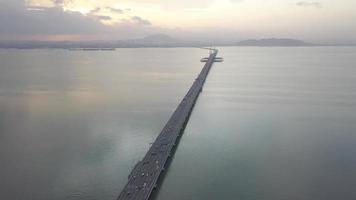 Reveal shot sunrise of Penang Bridge video