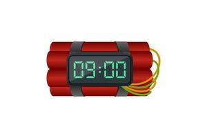 Bomb dynamite and countdown digital clock vector design on white background