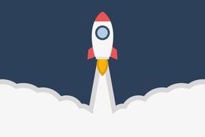 Rocket launch flat design vector illustration