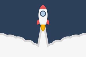 Rocket launch flat design vector illustration