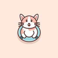 Cute Swimming Cat Logo vector