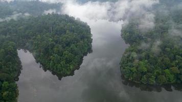 Aerial view white foggy cloud video