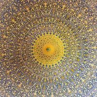 Beautiful ceilings artwork square background of Iranian architecture artwork photo