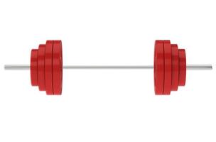 Barbell tool used in the gym to lift weights by those who train. 3d render photo