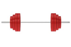 Barbell tool used in the gym to lift weights by those who train. 3d render photo