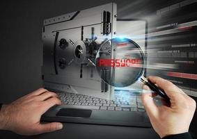 Secure banking on laptop photo
