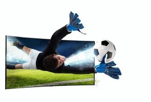 Realism of sporting images broadcast on tv photo