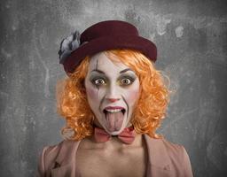 Funny Grimace clown girl girl with tongue outside photo