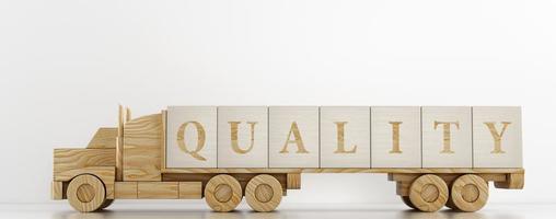 Toy truck transports large wooden cubes to advertise the service offered photo