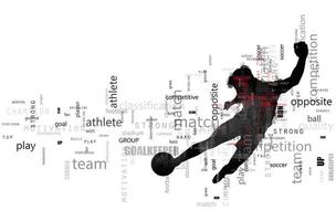 fútbol americano escena de un fútbol jugador silueta en acción. texto efecto en cubrir con el más usado términos. resumen antecedentes foto