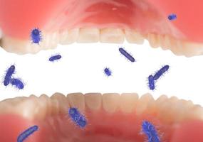 Opened mouth full of viruses and bacteria photo