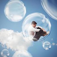 Isolate themselves inside a bubble photo