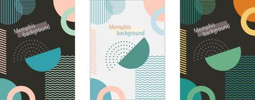 Set of abstract geometric banners with place for text with memphis style elements vector