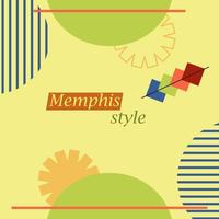 Memphis style banner background with geometric elements and place for text. vector