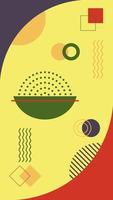 Memphis abstract background with geometric shapes and circles. Vector illustration in flat style