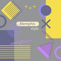 Memphis geometric pattern in retro style. Memphis style banner background with place for text. vector