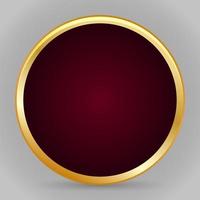 Gold-framed circle on a gray background. Round gold-framed button, basis for banner. Vector illustration.