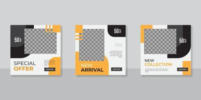 Set of Editable minimal square banner template design. Suitable for social media post and web internet ads. Vector illustration