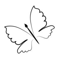 Butterfly silhouette, art brush instead of body, flat vector, isolate on white, contour drawing, logo for creative people vector